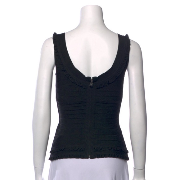 Herve leger susana black bandage ruffle top size small - Picture 2 of 6